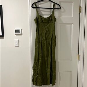 Zara Olive Slip Maxi Dress in Green